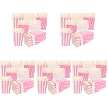 180Pcs Pink Paper Popcorn Holders Portable Snack Boxes for Movies