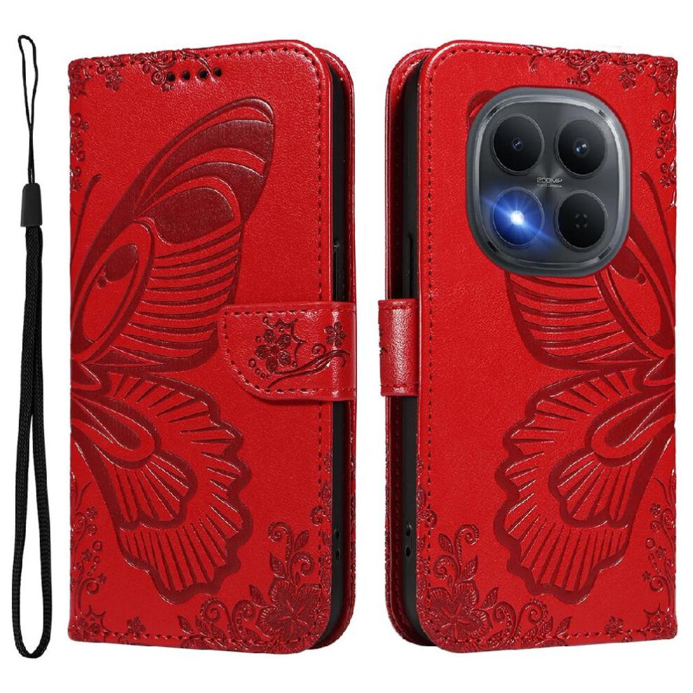 () Flip Case For Xiaomi Redmi Note 15 Pro 4G Detachable Hand Strap With Credit Card Slot Embossed Butterfly High Quality Leather 764563202881