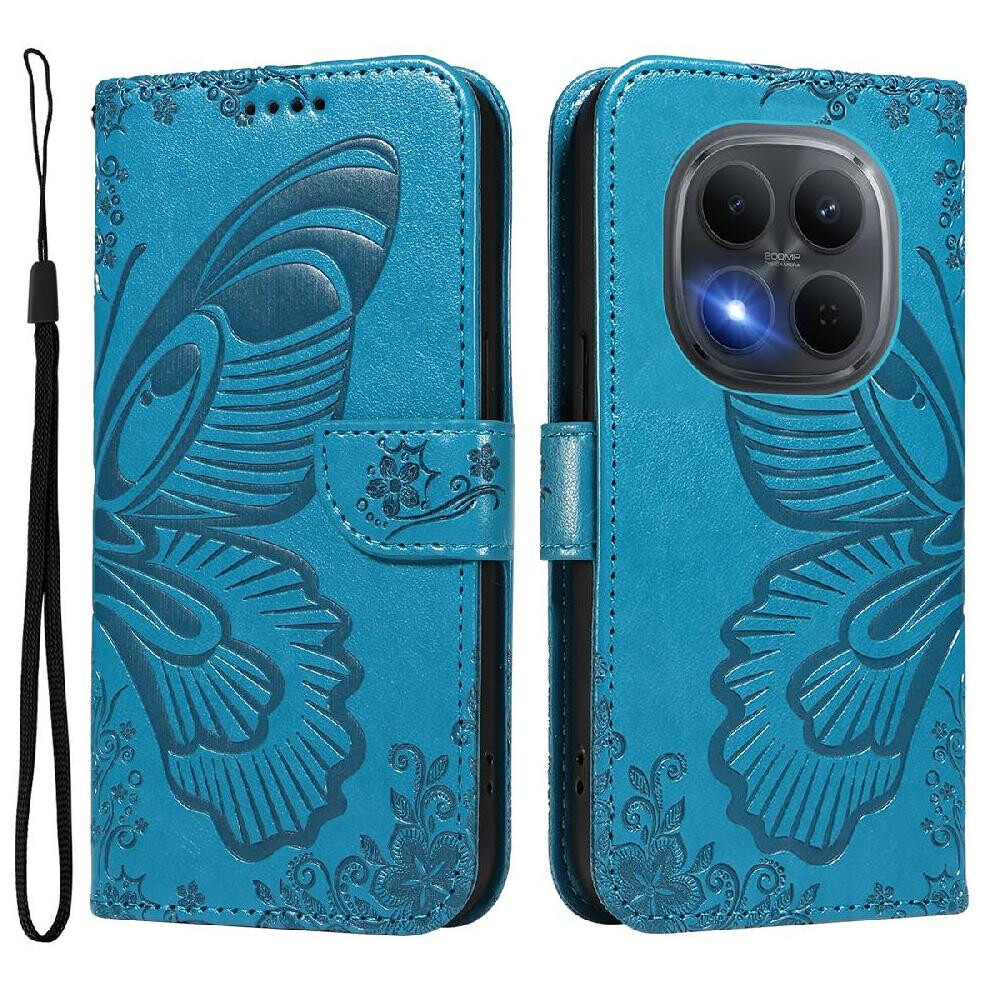 () Flip Case For Xiaomi Redmi Note 15 Pro 4G Detachable Hand Strap With Credit Card Slot Embossed Butterfly High Quality Leather 764563202898