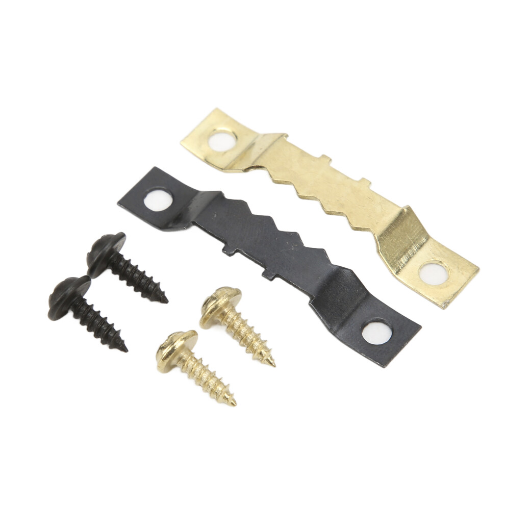 100Pcs 4Mm Sawtooth Hangers W/ 240 Screws Black/Gold 7293282176218