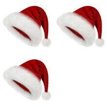 3X Christmas Hat, Santa Hat Holiday for Adults Unisex Comfort Extra Thicken Fur Xmas Hat for New Year Festive Party