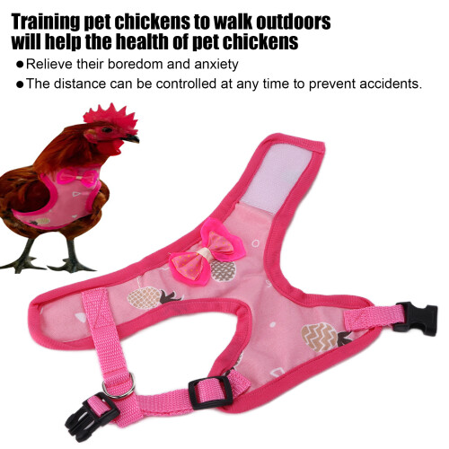 Pet Chicken Traction Rope Pink Adjustable Walking Strap Durable Material 2