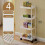 1pc 3/4-Tier Rolling Storage Cart, Plastic Multi-Functional Organizer Trolley, Slim, Space-Saving, Adjustable Shelves, with Easy 4