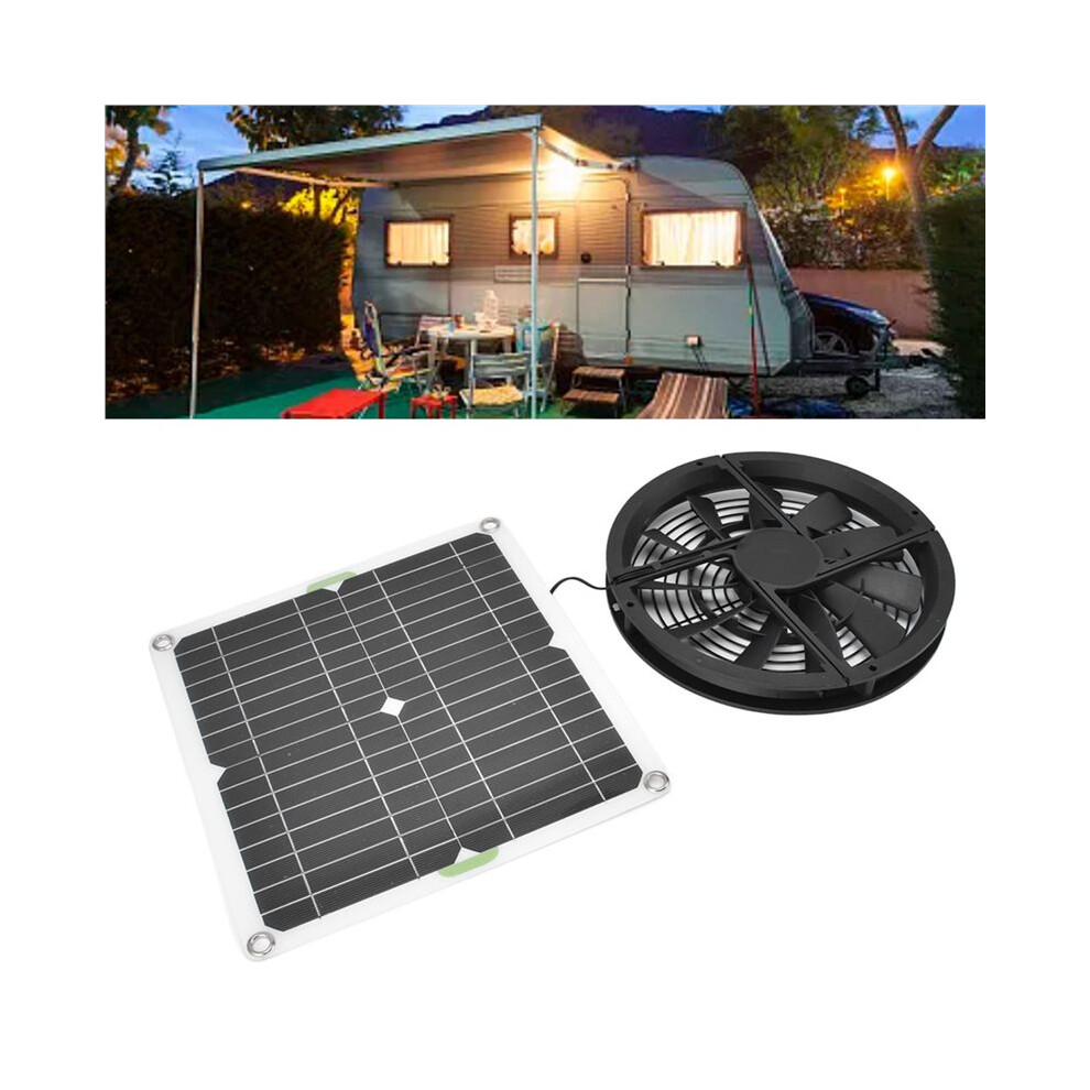 3X Solar Panel Fan Kit 10In 100W Waterproof Solar Panel Round Ventilation Case Exhaust Fan 6031893175234