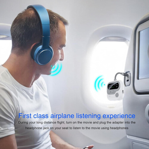 Πομπός/Δέκτης Bluetooth5.4, Διπλή σύνδεση για 2 ακουστικά, Προσαρμογέας αεροπλάνου 2 σε 2