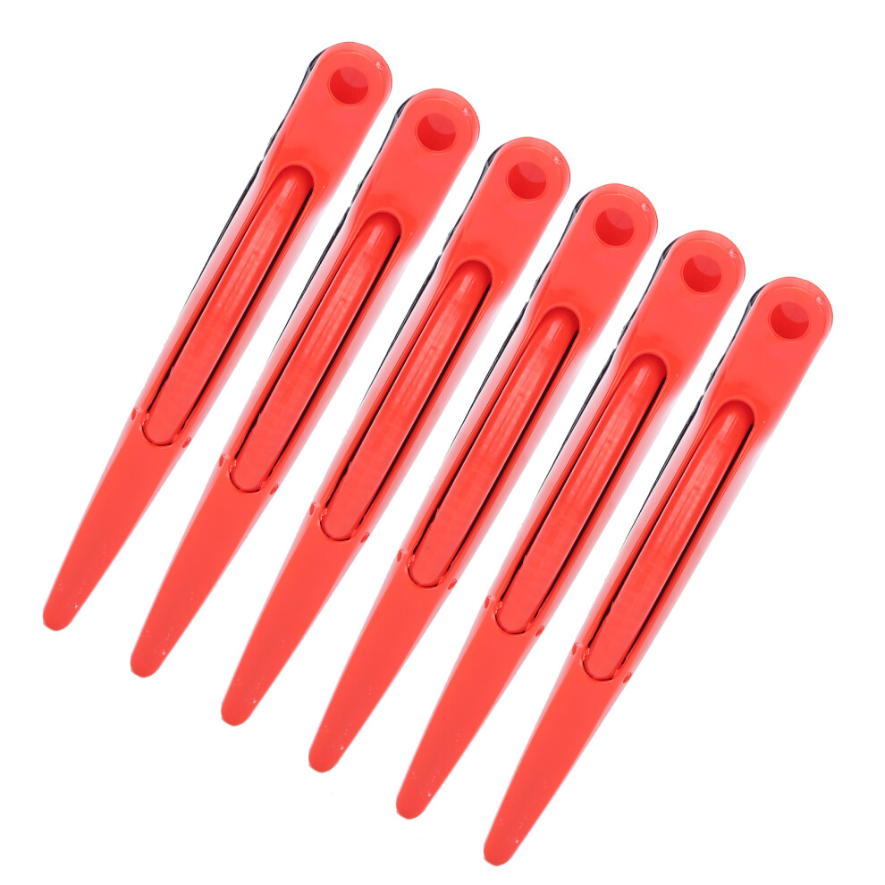 Red 6Pcs Hair Styling Duckbill Clips For Salon Hair Cutting & Perming