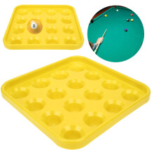 Black Plastic Billiard Ball Tray 16 Holes Storage Box 25x25x4cm Yellow