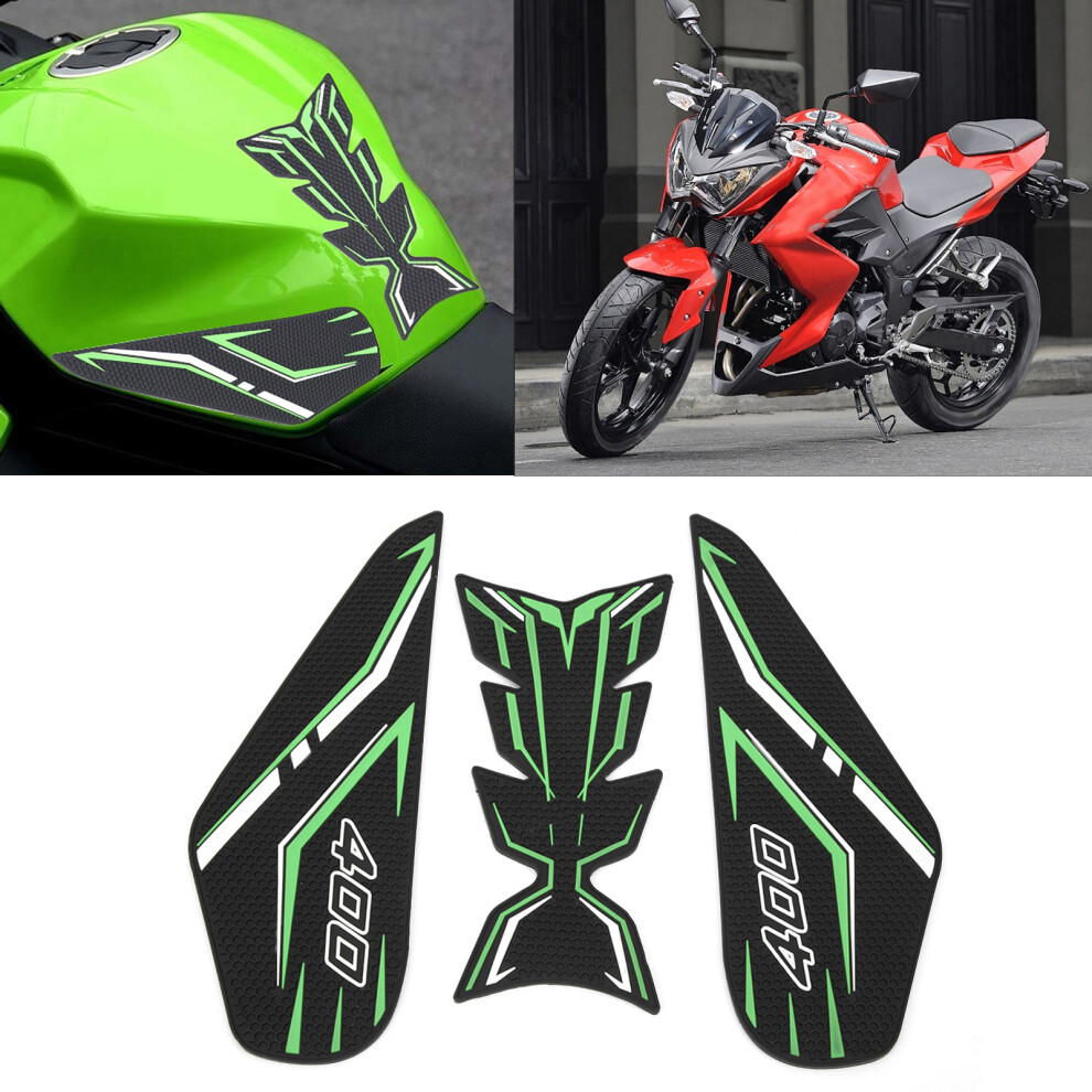 3Pcs Gas Tank Sticker Guard Anti-Slip Pad For Kawasaki Z400 Ninja 400 Green 7611391612760