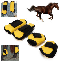 Horse Tendon Boots Set of 4 PU Shell Guard Boots for Jumping Shock Absorbing Yellow L
