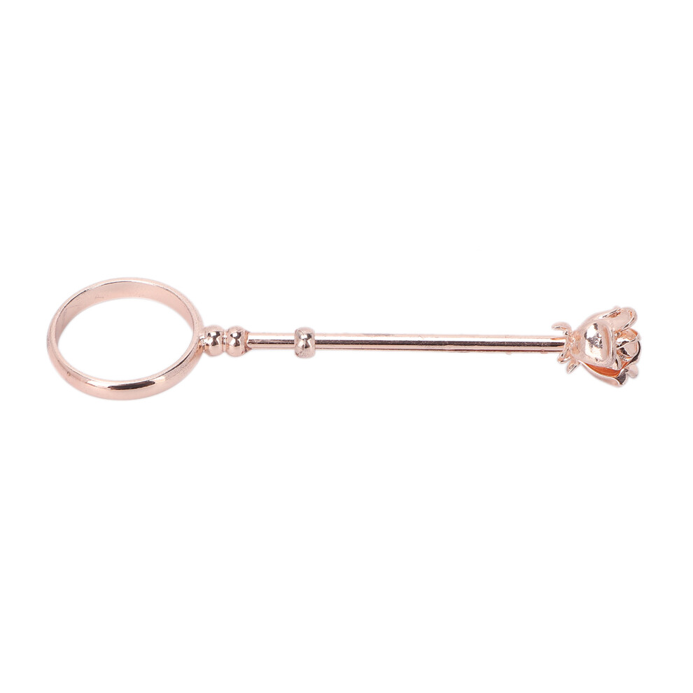 Rose Gold Cigarette Holder Ring with Rose Flower Design for Women
