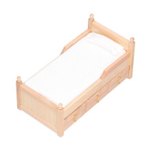 Mini-Puppenhausbett Birke 1:12 Maßstab - Charmantes Puppenhaus-Möbelzubehör