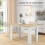 Homcom (White) HOMCOM Dining Table for 4-6 People, Wood Effect Tabletop 4