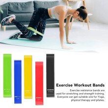 Ensemble de 5 bandes de résistance en latex, 60x5 cm, multicolores, pour bodybuilding et fitness