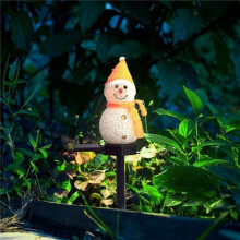4X Snowman Solar Lights Christmas Solar Powered LED Snowman Light Decor Outdoor Garden Stake Lamps Xmas Yellow