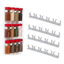 8 Pcs Kitchen Spice Jar Rack Wall-Mounted Adhesive Seasoning Bottles Holder Cabinet Door Hooks Spice Bottle Hanging Clip