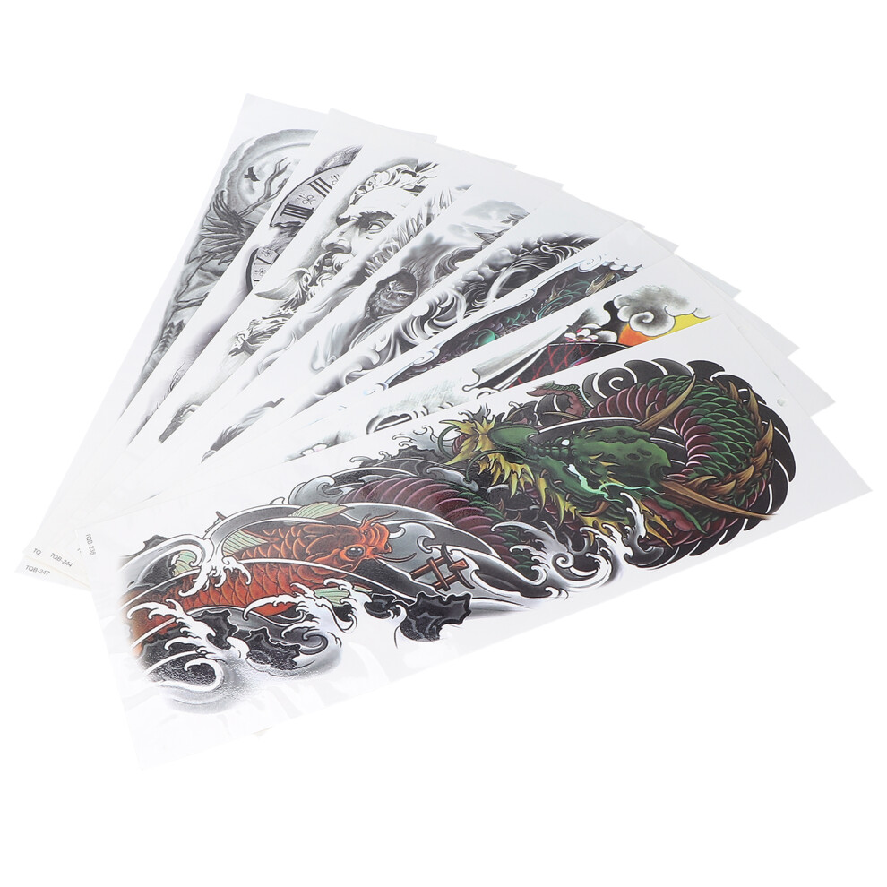 9Pcs Waterproof Arm Tattoo Stickers, Long Lasting, 170x480mm