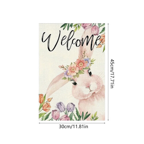 Drapeau de jardin en polyester double face, œuf de Pâques et lapin 2