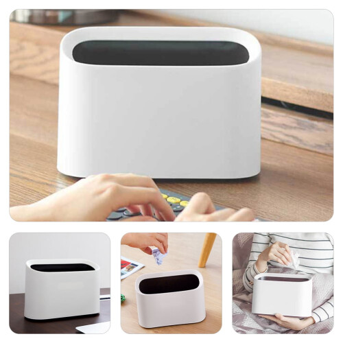 ROSENICE Desk Trash Can White PP Double-Layer 1 Piece 1