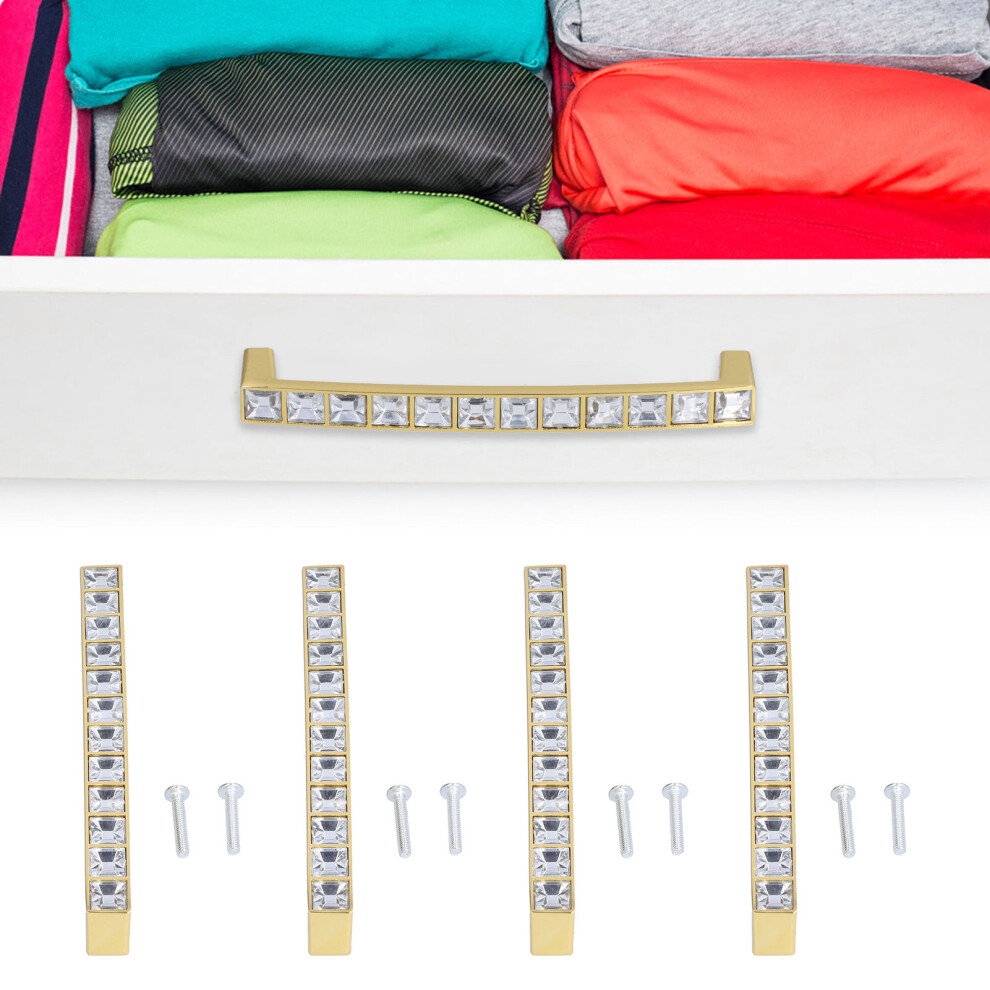 Modern Crystal Knobs 4 Pack Gold