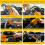 Heavy Duty Steering Wheel Lock, 4Hook DoubleBar Car AntiTheft Device, Adjustable Fit, Yellow Steel 5