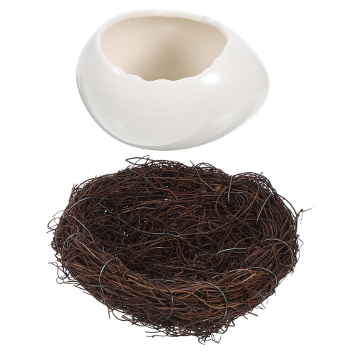 Ceramic Salad Bowl with Broken Eggshell Design and Nest Egg Shell Dessert Bowl for Restaurants 2