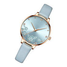 Women Quartz Watch with Leather Strap, 3ATM Waterproof, 35mm Rose Red