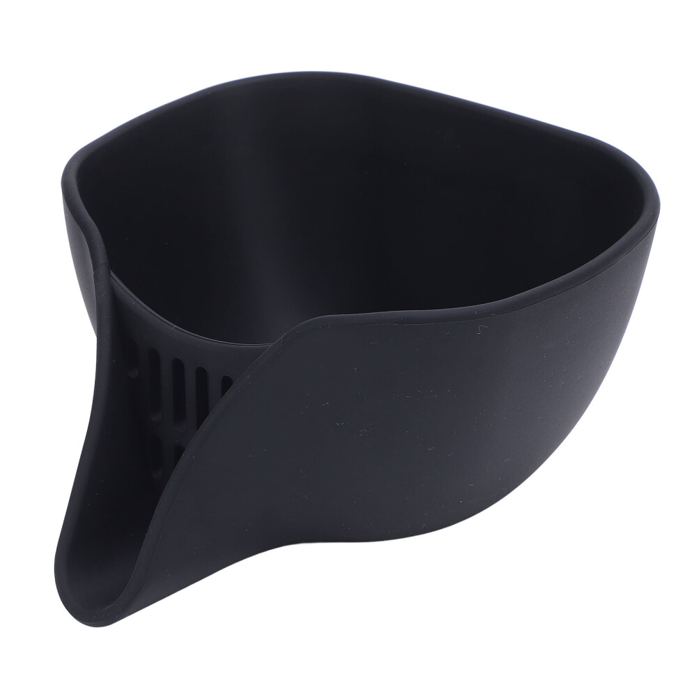 Black Silicone Drain Basket With Spout, 11X14.5x21cm Dishwasher Safe