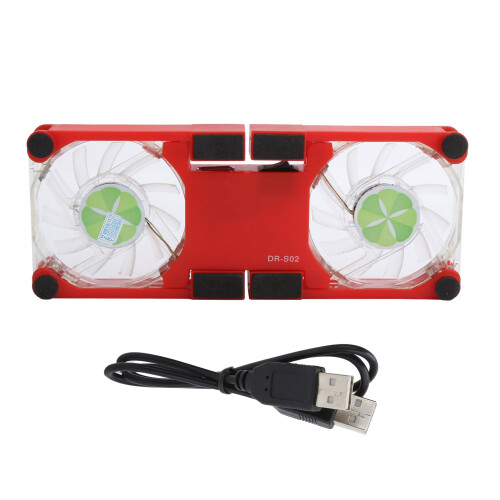Laptop Cooling Stand USB Portable Foldable Cooler Radiator Light Rouge 1
