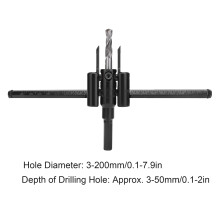 Adjustable Hole Cutter Saw Kit Alloy Steel for Wood Plastic Board 30-200mm