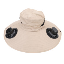 Solarventil-Hut, Wasserdicht in Khaki, Verstellbar, 2 Ventilatoren, Lithiumbatterie