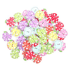 200 Pcs Wooden Painted Apple Baby Animal Button Sets for Crafts and Clothing