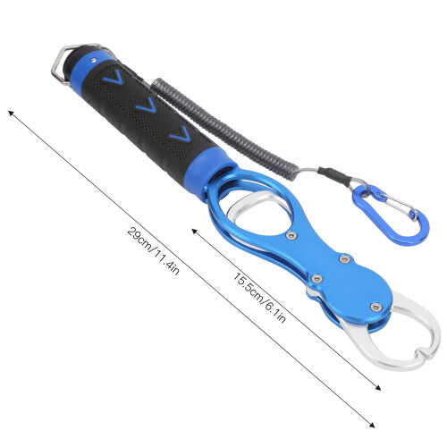 Aluminum Alloy Fish Controller with Scale, 29cm, 18kg Capacity, Blue 1