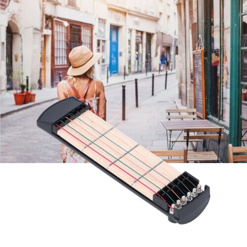 Pocket Guitar Practice Tool 6-Color String Fingerboard, Portable Beginner Chord Trainer