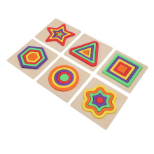 Holzpuzzle mit geometrischen Formen für Kleinkinder 15x15cm Lernspielzeug