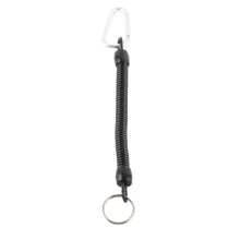 Black Fishing Lanyards Rope Retractable Safety Spring Coiled Keychain