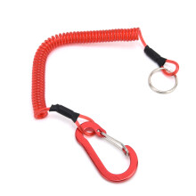 Fishing Lanyards Rope Retractable Safety Spring Keychain Red 1.2m