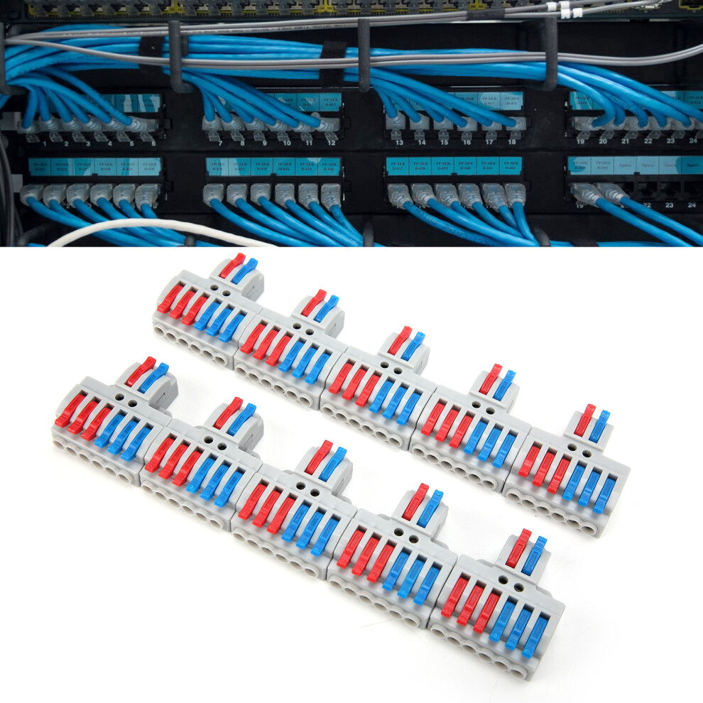 10Pcs 2-In6-Out Wire Conductor Connectors 600V, 32A, 4X3.3x1.3cm 8221391924498