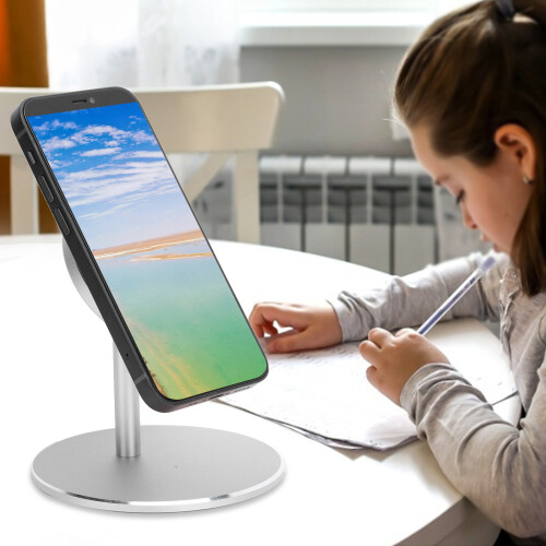 Wireless Charging Pad Stand for iPhone 12, Silver, Aluminum Alloy