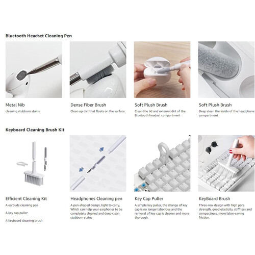Pensulă de curățare pentru electronice, alb, 5 în 1, cu cap dublu 2