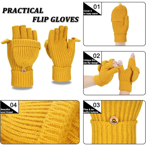 Glitter Convertible Thermal Gloves with Thumb Cap 1