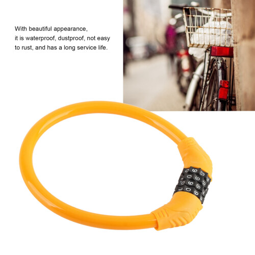 Outdoor Orange Bike Lock Cable 4-Digit Combination Security Bicycle Lock 2