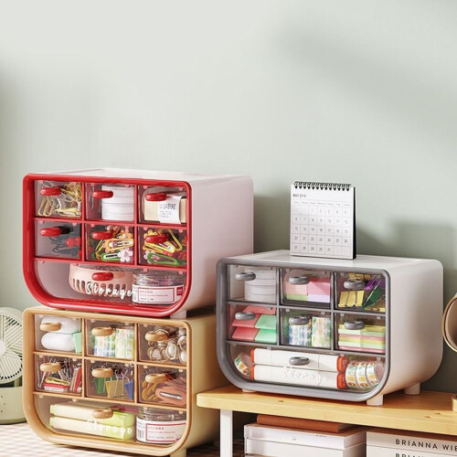 Desktop-Aufbewahrungsplaner mit 7 Schubladen und 3 Decken-grau 1