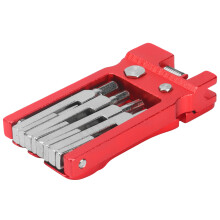 19 in 1 Foldable Bicycle Repair Tool Kit, Stainless Steel, Red