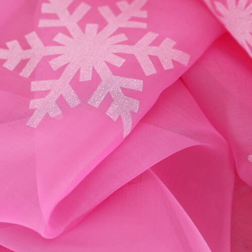 Snowflake Voile Curtains Silver Foil Print Pair 1