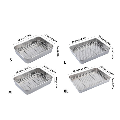Stainless Steel Roasting Pan with Wire Rack 12-inch 2