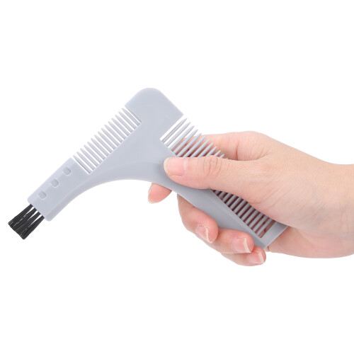 Men Beard Shaping Comb L-Shaped Mustache Trimming Guide Gray Plastic 2