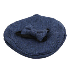Newborn Baby Photography Set: Dark Blue Flat Cap & Bowtie Prop Kit