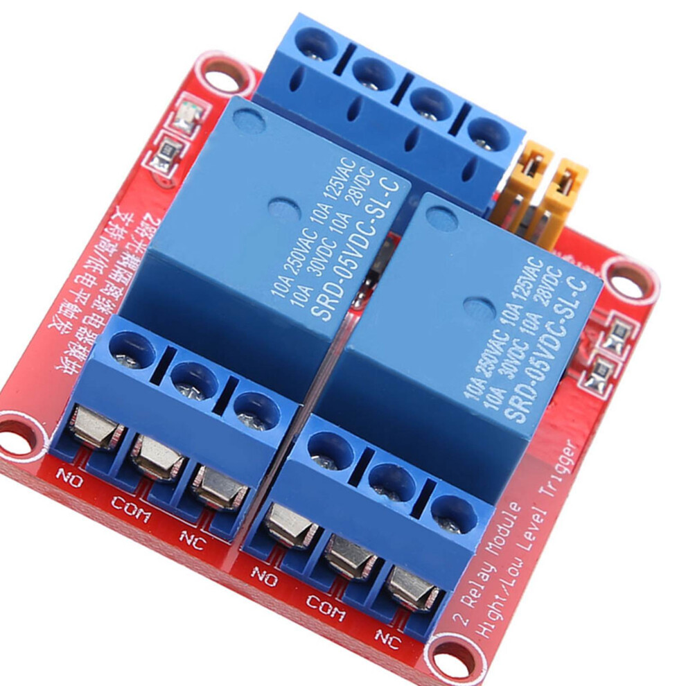 2-Channel Relay Module 5V Optocoupler Isolation High/Low Trigger, Red 50X41x18.5mm 3481391640681