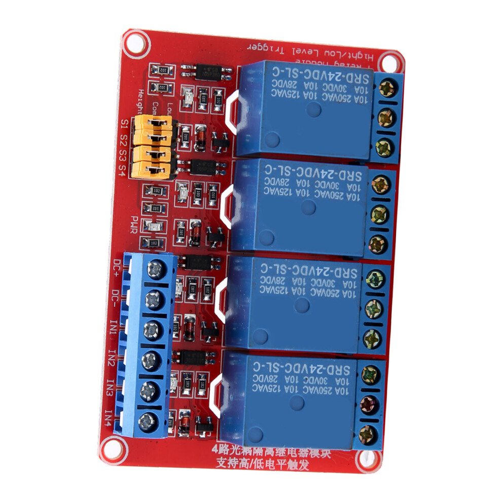 4-Channel Optocoupler Relay Module 5V/12V/24V, Compact, Stable 6941391641059