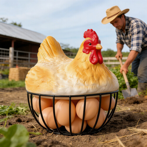 Chicken Eggs Basket for Farmhouse Kitchen Decor – Wire Eggs 1